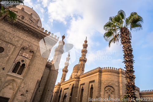Image of The two mosques Al-Rifa\'i and Sultan Hassan in Cairo Egypt