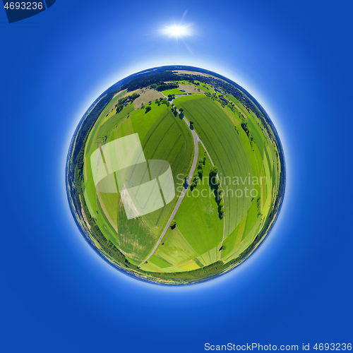 Image of little planet rural fields and road