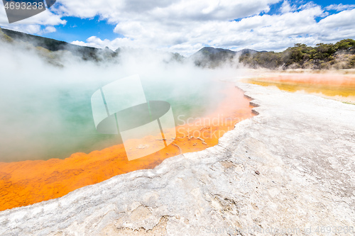 Image of hot sparkling lake in New Zealand