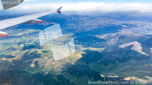 Image of flight over New Zealand south island