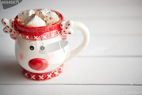 Image of Tasty homemade christmas hot chocolate or cocoa with marshmellow