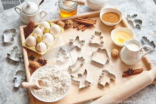 Image of Delicious fresh and healthy ingredients for Christmas gingerbread