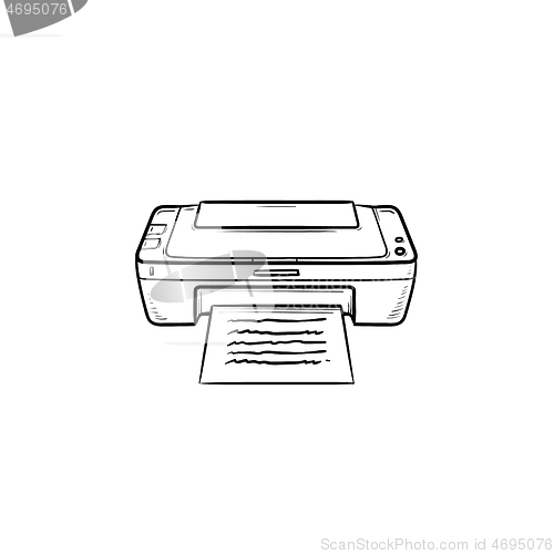 Image of Office printer hand drawn outline doodle icon.