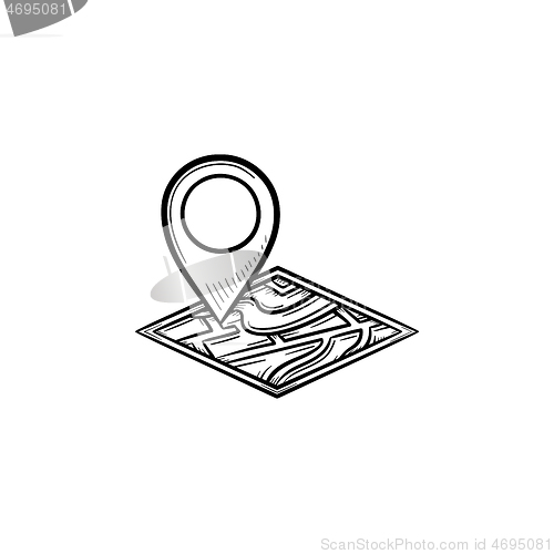 Image of Map pin hand drawn outline doodle icon.