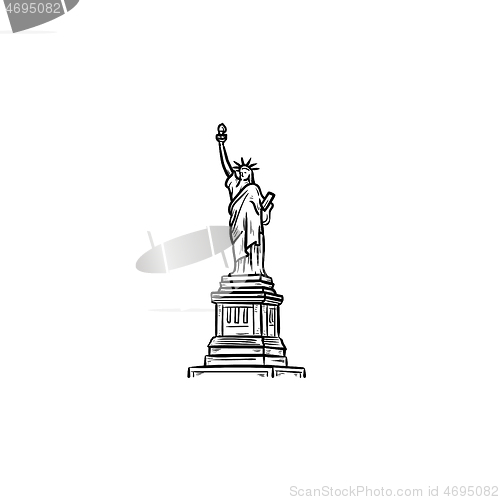 Image of The Statue of Liberty hand drawn outline doodle icon.