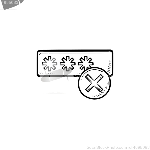 Image of Entering login and fail hand drawn outline doodle icon.