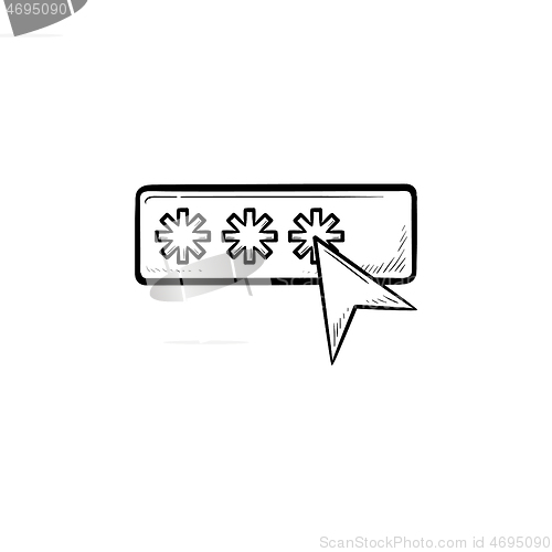 Image of Password with cursor hand drawn outline doodle icon.