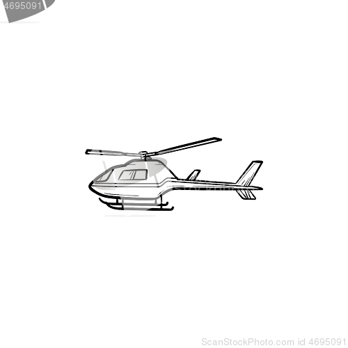 Image of Helicopter hand drawn outline doodle icon.