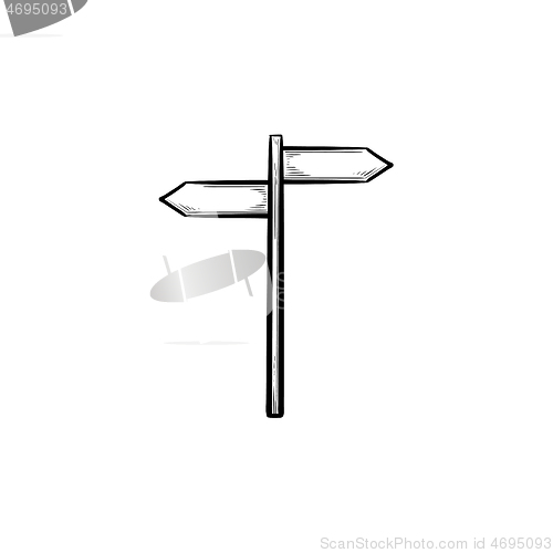 Image of Direction sign hand drawn outline doodle icon.