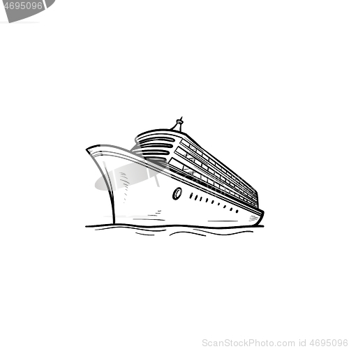 Image of Cruise ship hand drawn outline doodle icon.