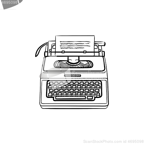 Image of Typewriter hand drawn outline doodle icon.