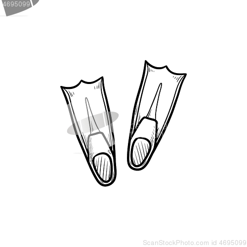 Image of Diving flippers hand drawn outline doodle icon.
