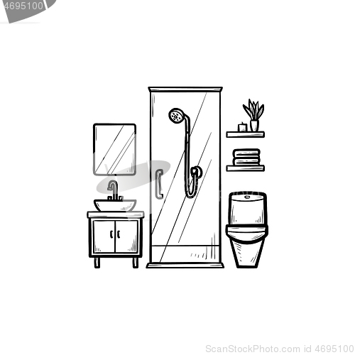 Image of Bathroom hand drawn outline doodle icon.