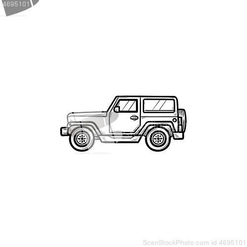 Image of Jeep hand drawn outline doodle icon.