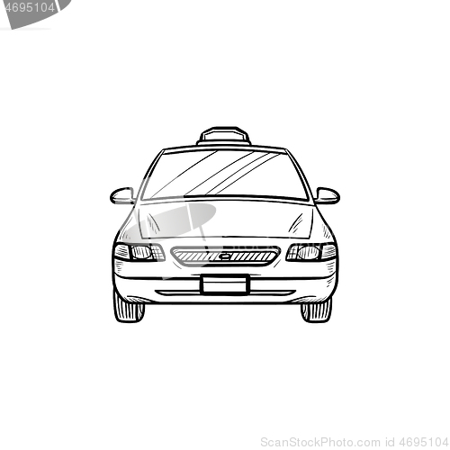 Image of Taxi hand drawn outline doodle icon.