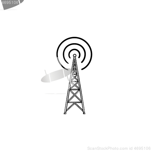 Image of Radio tower hand drawn outline doodle icon.