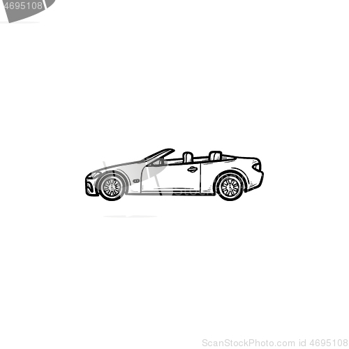 Image of Convertible car hand drawn outline doodle icon.