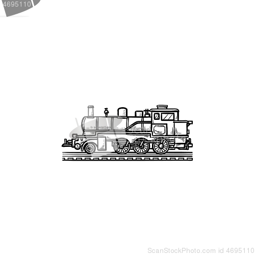 Image of Locomotive hand drawn outline doodle icon.