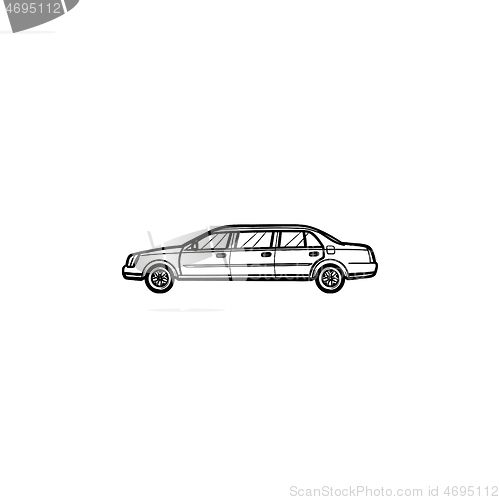 Image of Limousine hand drawn outline doodle icon.