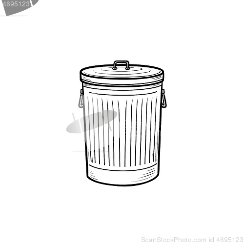 Image of Trash bin hand drawn outline doodle icon.
