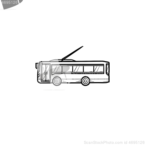 Image of Trolleybus hand drawn outline doodle icon.