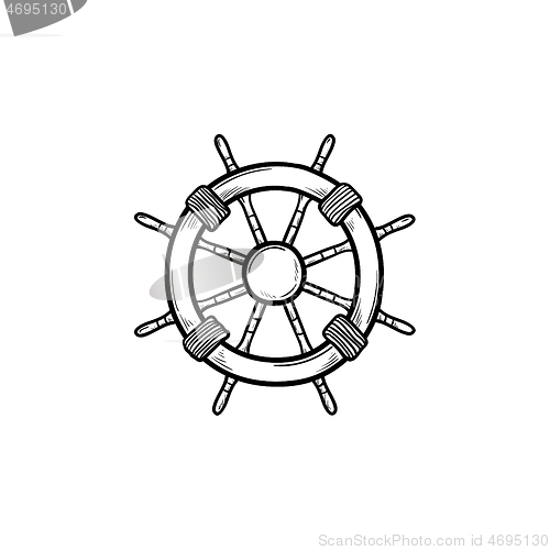 Image of Ship steering wheel hand drawn outline doodle icon.