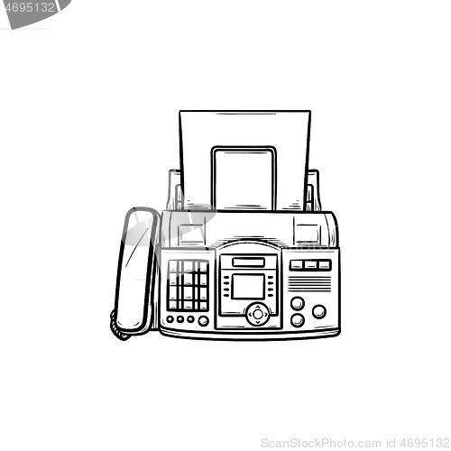 Image of Fax machine hand drawn outline doodle icon.