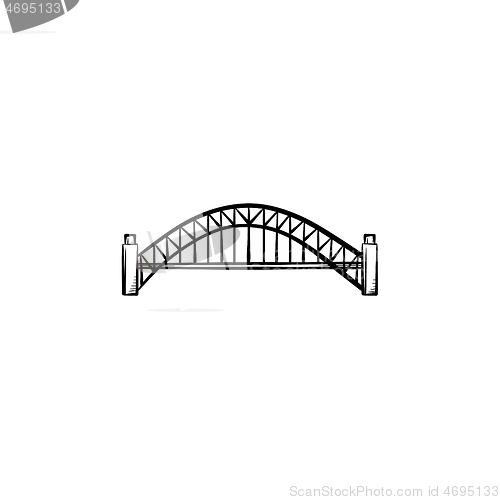 Image of Bridge hand drawn outline doodle icon.