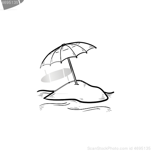 Image of Beach umbrella hand drawn outline doodle icon.