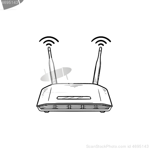 Image of Wifi router hand drawn outline doodle icon.