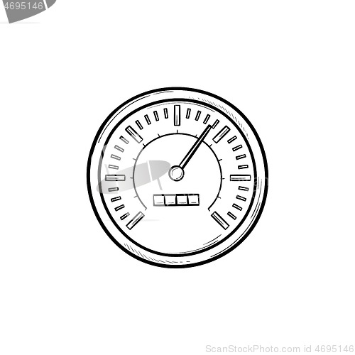 Image of Speedometer hand drawn outline doodle icon.