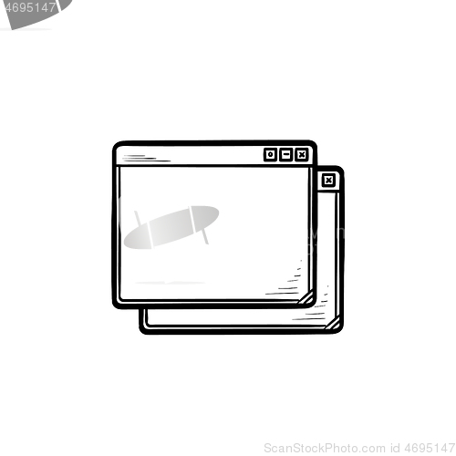 Image of Two browser windows hand drawn outline doodle icon.