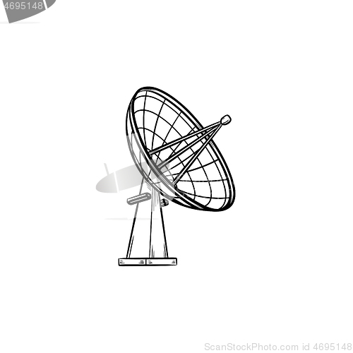 Image of Satellite antenna hand drawn outline doodle icon.