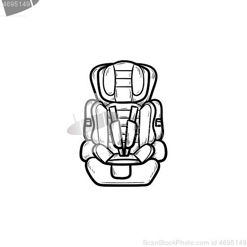 Image of Baby car seat hand drawn outline doodle icon.