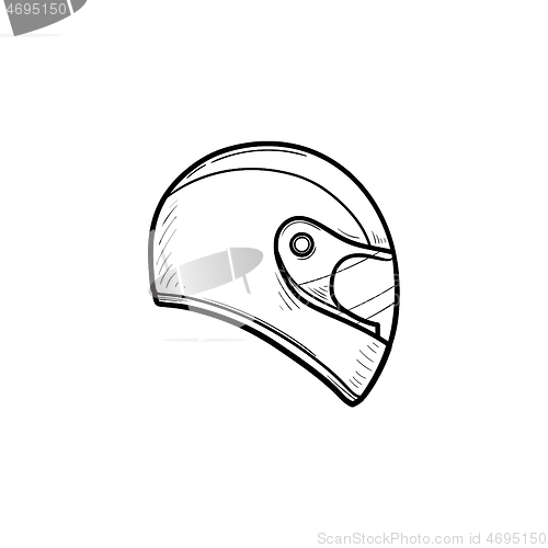 Image of Motorcycle helmet hand drawn outline doodle icon.