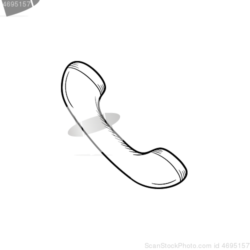 Image of Handset of old telephone hand drawn outline doodle icon.