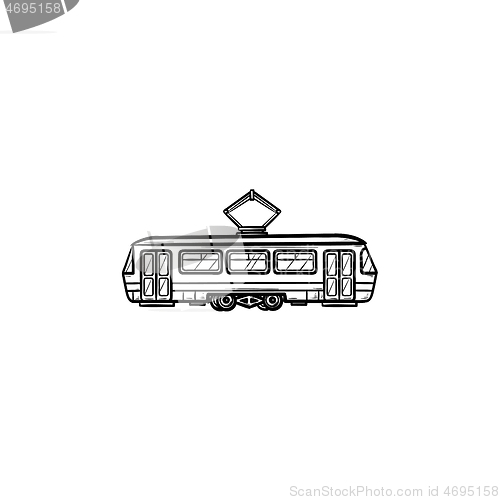 Image of Tram hand drawn outline doodle icon.