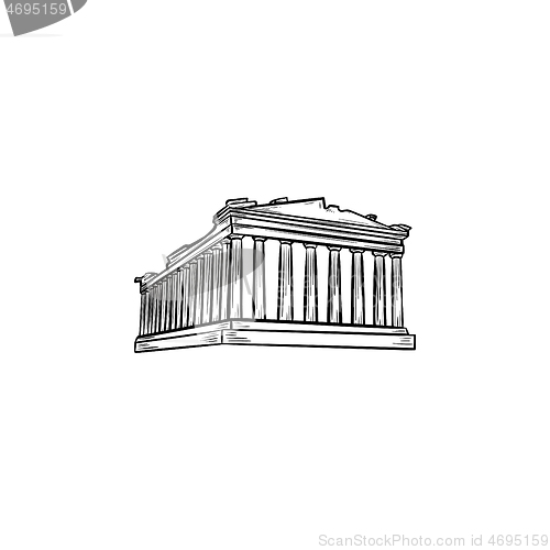 Image of Acropolis in Athens hand drawn outline doodle icon.