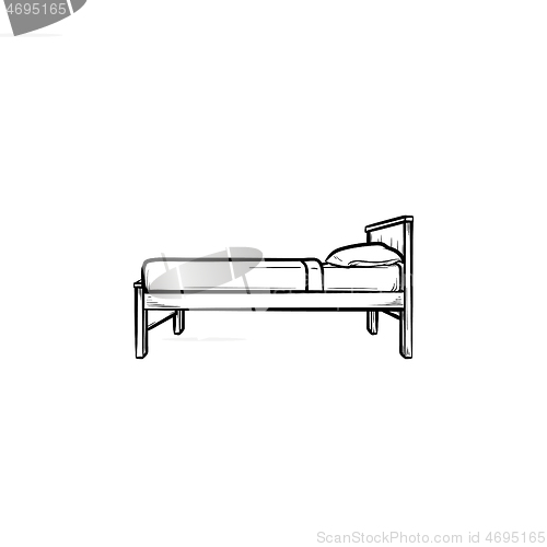 Image of Single bed hand drawn outline doodle icon.