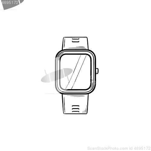Image of Smartwatch hand drawn outline doodle icon.
