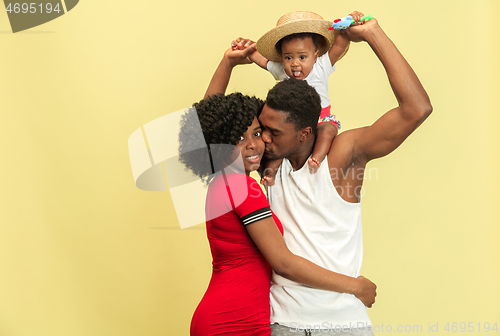 Image of Happy african family at studio