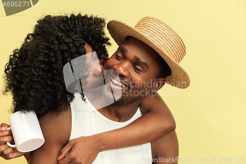 Image of Happy african family at studio