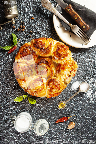 Image of baked pie with meat