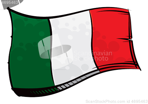 Image of Painted Italy flag waving in wind