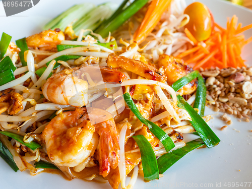 Image of Thai food, Pad Thai with shrimps