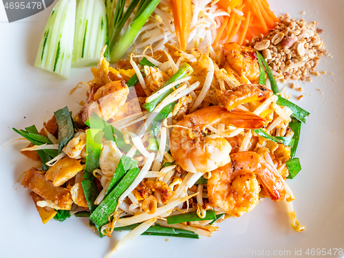 Image of Thai food, Pad Thai with shrimps