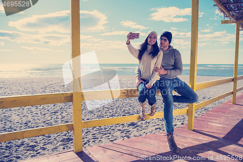 Image of Gorgeous couple taking Selfie picture