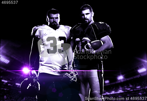 Image of portrait of confident American football players