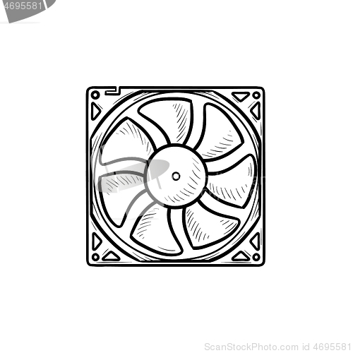 Image of Computer fan hand drawn outline doodle icon.