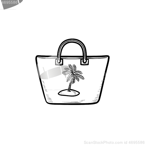 Image of Beach bag hand drawn outline doodle icon.
